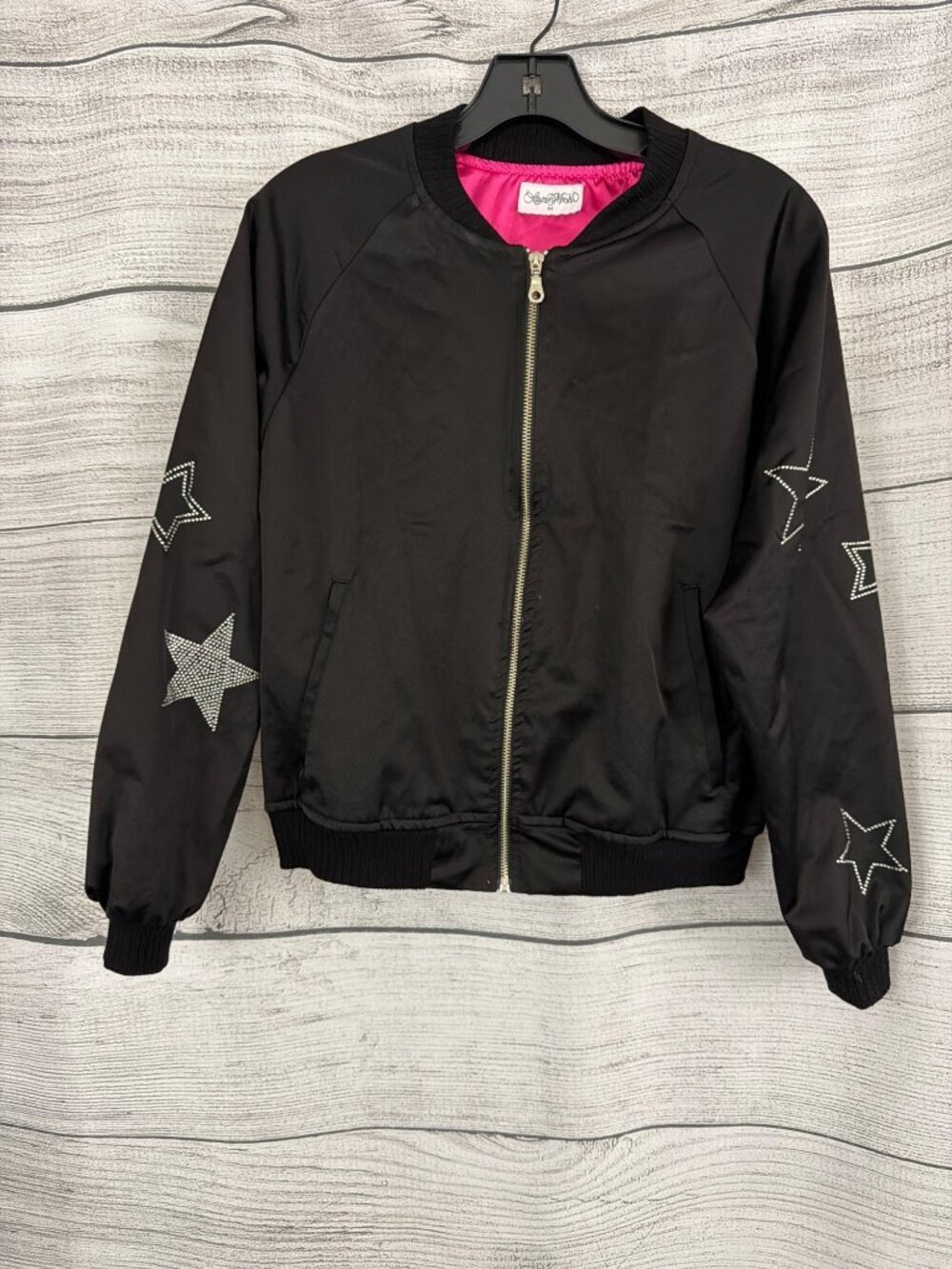 Lauren Moshi Levelle Satin Bomber Jacket Size XS